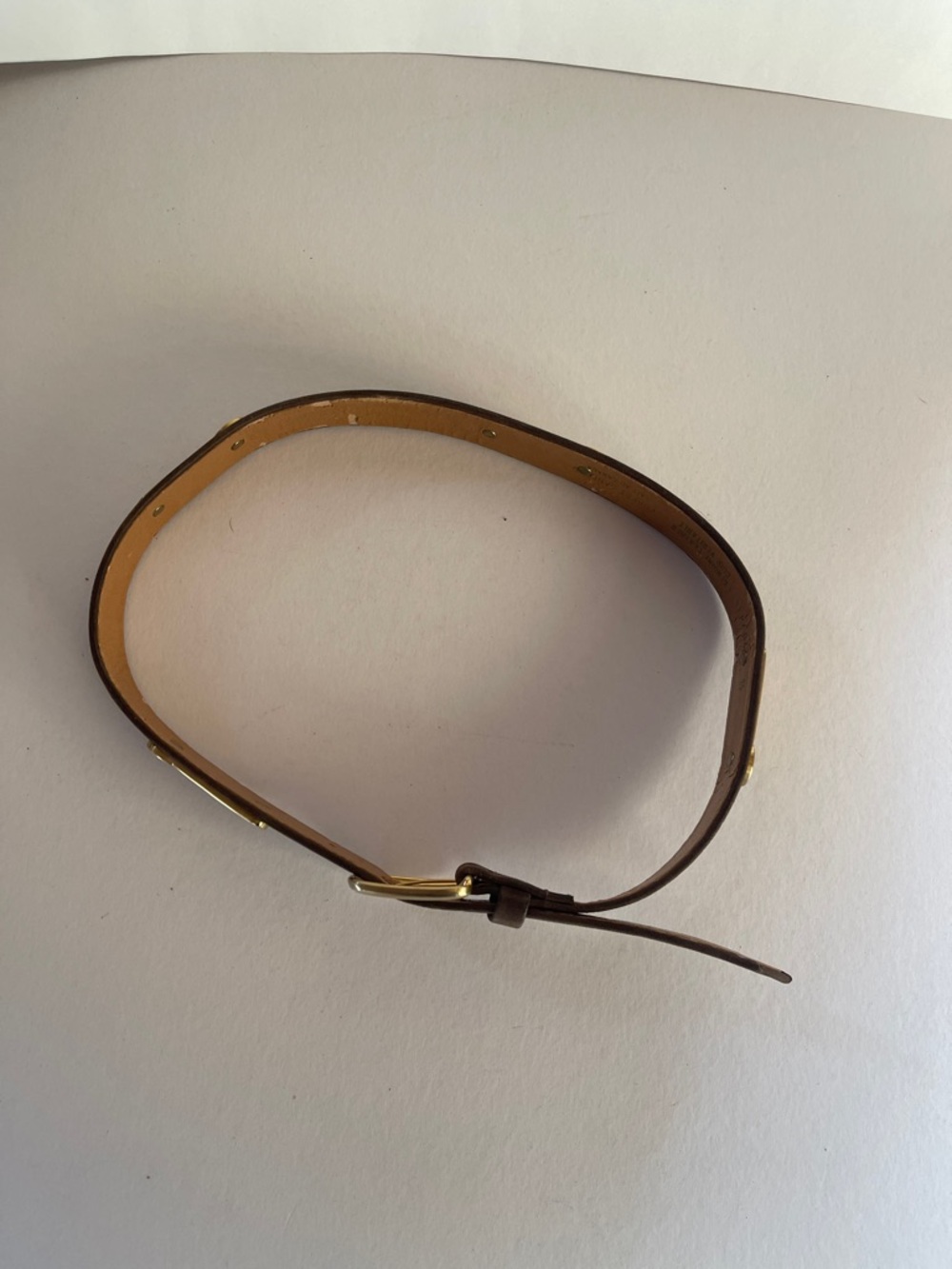 Brown Suede Belt with Gold Buckle - Picture 4 of 8